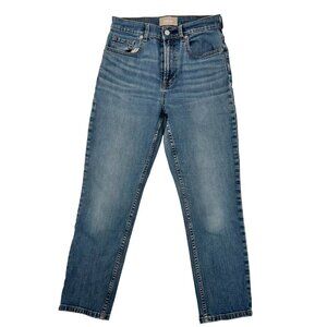 Everlane Womens High Rise Straight Jeans Size 27 Ankle Blue Denim Cotton Blend